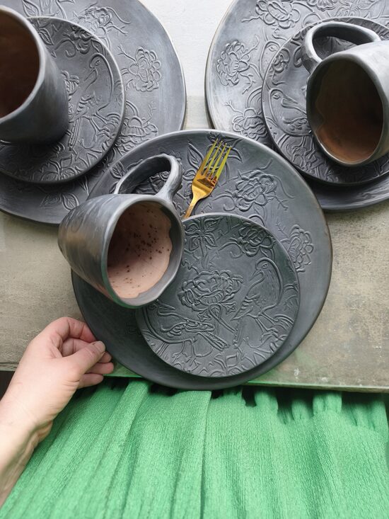 ,,Zamtu rūžu,, Trauku komplekts nr1 - L , S šķīvis + krūze